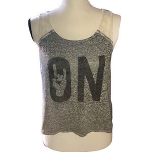 Hollister Gray with Lace Graphic Crop Top